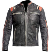 Distressed Motorcycle Jacket - Handmade Vintage Retro Biker Leather Jacket for Men - MNCLeather